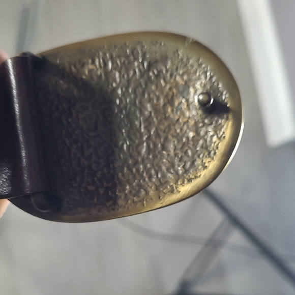 Genuine Leather Barbara & Company Black Belt with Gold and Turquoise Buckle - Picture 7 of 8